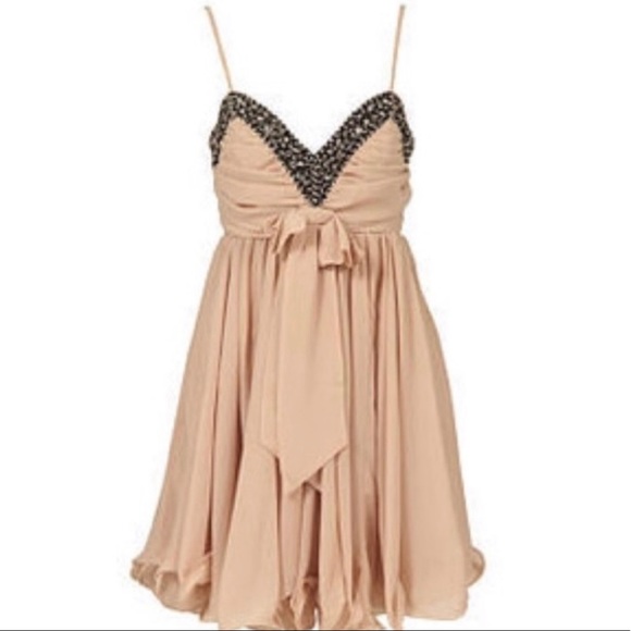 French Connection Blush Beaded Bow Tulle Dress - Picture 2 of 12